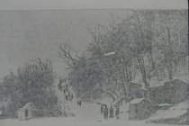 Looking up old beach road in winter